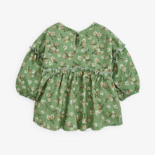 Load image into Gallery viewer, Green Floral Tunic Top (3mths-6yrs) - Allsport
