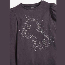 Load image into Gallery viewer, Charcoal Unicorn Stud T-Shirt (3-12yrs) - Allsport
