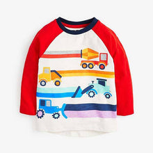 Load image into Gallery viewer, Multi Long Sleeve Raglan Transport T-Shirt (3mths-5yrs) - Allsport
