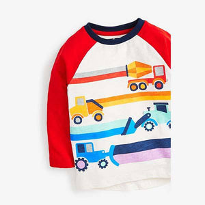 Multi Long Sleeve Raglan Transport T-Shirt (3mths-5yrs) - Allsport