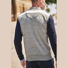 Load image into Gallery viewer, Grey/Navy Zip Neck Sweatshirt Piped Jersey - Allsport
