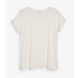 Ecru Embellished Neck Trim T-Shirt - Allsport