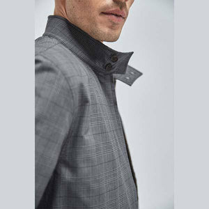 Grey Check Shower Resistant Harrington Jacket With Check Lining - Allsport