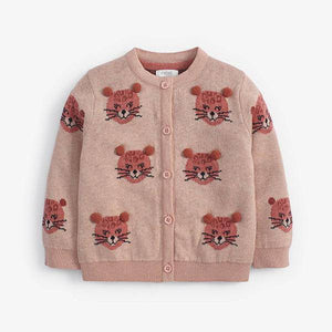 Pink Leopard Pom Cardigan (12mths-6yrs) - Allsport