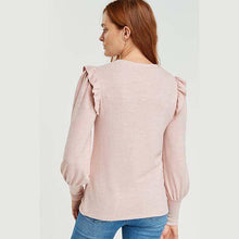 Load image into Gallery viewer, Pink Cosy Ruffle Sleeve Top - Allsport
