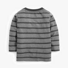 Load image into Gallery viewer, Grey Stripe Tiger Appliqué Long Sleeve T-Shirt (3mths-5yrs) - Allsport
