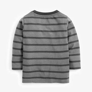 Grey Stripe Tiger Appliqué Long Sleeve T-Shirt (3mths-5yrs) - Allsport