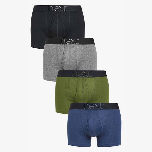 Khaki/Grey Pure Cotton A-Fronts Four Pack - Allsport