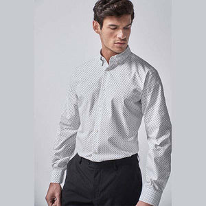 Grey Texture and Print Regular Fit Single Cuff Shirts Three Pack - Allsport