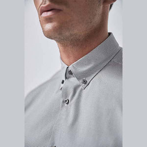 Grey Texture and Print Regular Fit Single Cuff Shirts Three Pack - Allsport