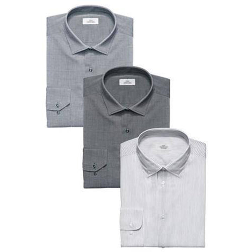 3PK Grey Stripe And Textured Shirts - Allsport