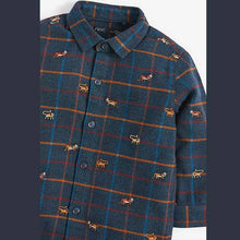 Load image into Gallery viewer, Navy Check Embroidered Long Sleeve Shirt (3mths-5yrs) - Allsport
