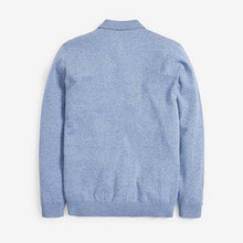 Load image into Gallery viewer, Light Blue Knitted Zip Neck Poloshirt - Allsport

