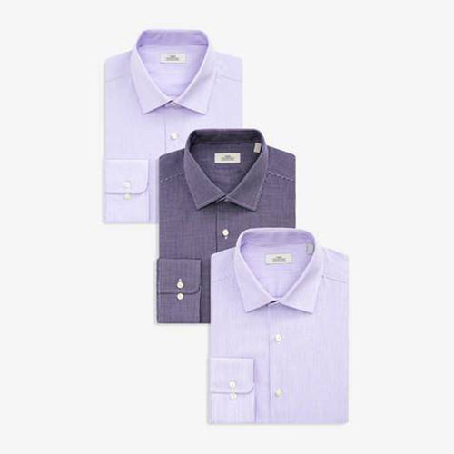 3PK Purple Stripe And Textured Shirts - Allsport