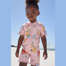 Load image into Gallery viewer, Pink Floral Sunsafe Suit (3mths-6yrs) - Allsport
