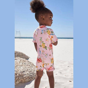 Pink Floral Sunsafe Suit (3mths-6yrs) - Allsport