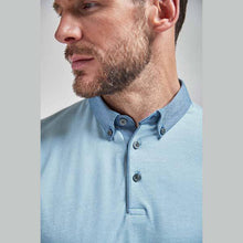Load image into Gallery viewer, Light Blue Regular Fit Woven Collar Poloshirt - Allsport
