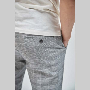 Grey Tapered Slim Fit Check Chinos - Allsport