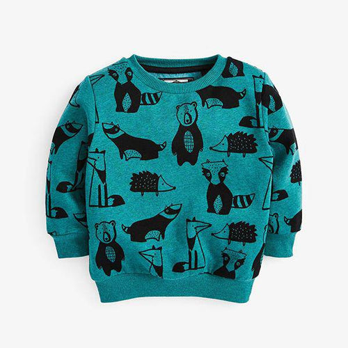 Teal Woodland All Over Print Jersey (3mths-7yrs) - Allsport