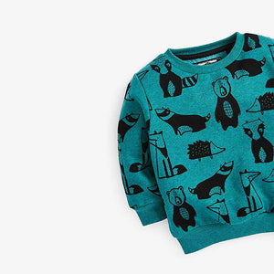 Teal Woodland All Over Print Jersey (3mths-7yrs) - Allsport