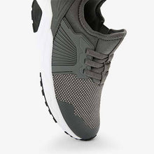 Load image into Gallery viewer, Grey Elastic Lace Trainers (Older) - Allsport
