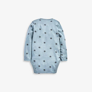 Teal 7 Pack Star Stripe Long Sleeve Bodysuits (0mths-18yrs) - Allsport