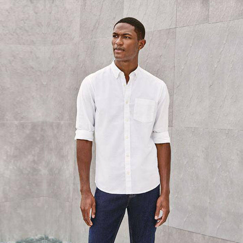 White Regular Fit Long Sleeve Oxford Shirt - Allsport