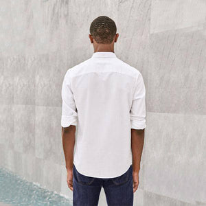 White Regular Fit Long Sleeve Oxford Shirt - Allsport