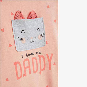 Pink I Love My Daddy Cat Sleepsuit (0mths-18mths) - Allsport