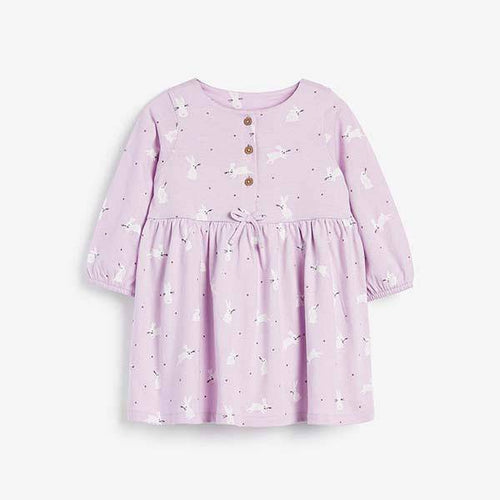 Lilac Jersey Button Dress (0mths-18mths) - Allsport
