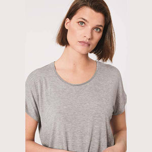 Grey Marl Embellished Neck Trim T-Shirt - Allsport