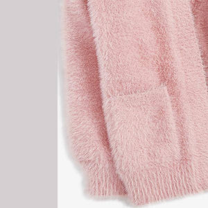 Pink Fluffy Long Cardigan (3-12yrs) - Allsport