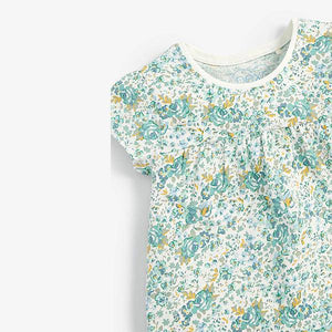 Teal Floral Organic Cotton T-Shirt (3mths-5yrs) - Allsport