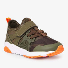 Load image into Gallery viewer, Khaki Camouflage Elastic Lace Trainers (Older) - Allsport
