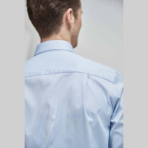 Light Blue Cotton Shirt with Paisley Trim Detail - Allsport