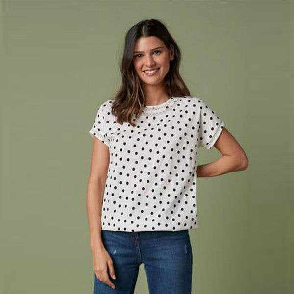 White and Black Spot Bubblehem T-Shirt - Allsport