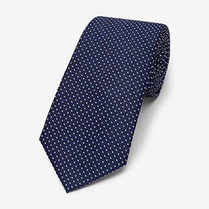 Navy Blue / Paisley Textured Tie With Tie Clip 2 Pack