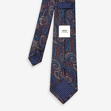 Load image into Gallery viewer, Navy Blue / Paisley Textured Tie With Tie Clip 2 Pack
