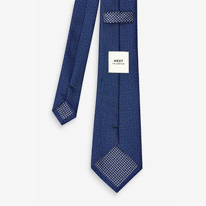 Blue Textured Tie With Tie Clip 2 Pack