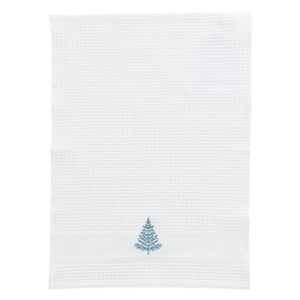 Torchon coton nid d'abeille Cimes blanc (50X70) - Allsport