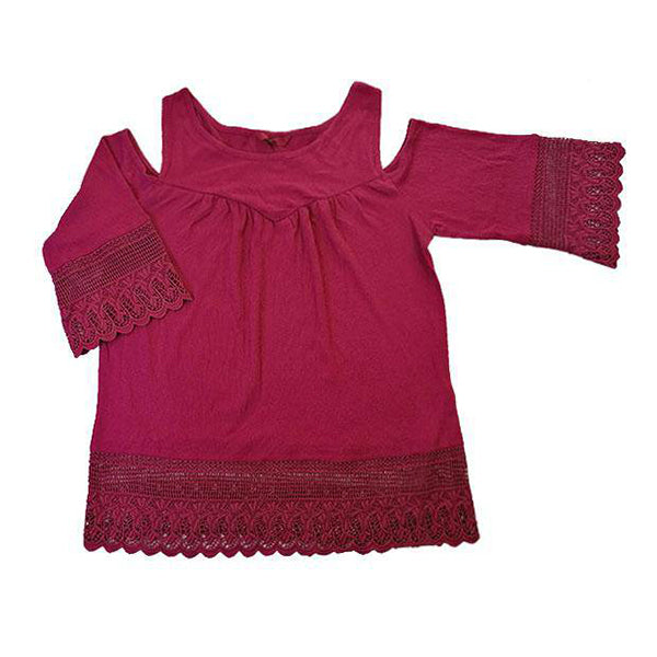 LACE SHLD PIN LONG SLV TOPS - Allsport