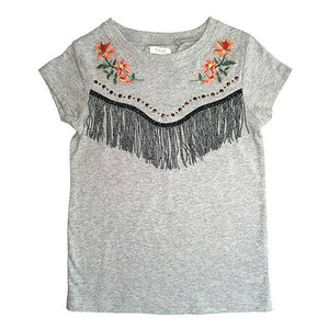 SOFIA FRINGE GREY SHORT SLV TOP - Allsport