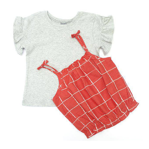 RED GRID CAMI 3 to 4 YRS JERSEY BLOUSE - Allsport