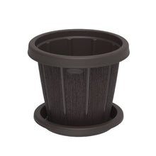 Load image into Gallery viewer, COSMOPLAST 14&quot; Cedargrain Flowerpot with Tray
