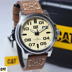 CATERPILLAR Chicago 3D Brown Leather Strap Watch - Allsport