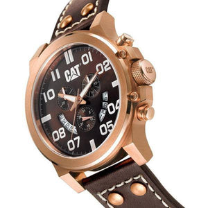 CATERPILLAR Chicago Rose Gold Brown Leather Chronograph Watch - Allsport