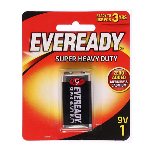 EVEREADY SUPER HEAVY DUTY BLACK 9V X1 - 1222BP1 - Allsport