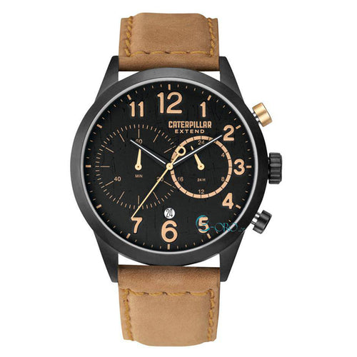 CAT PVD Extend Brown Leather Chronograph Watch - Allsport