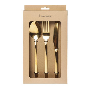 Pack of 3 gold cutlery - Allsport