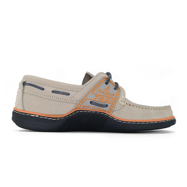 Men's Boat Shoes Beige and Orange Leather